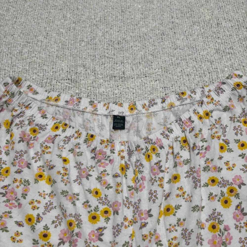laura ashley white floral pajama set‎ shorts & top cottagecore coquette collar - Picture 4 of 9